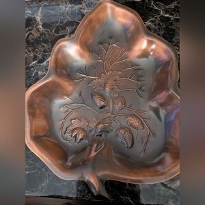 Coppercraft Leaf Decorative Serving Bowl with Strawberries Farmhouse Kitchen